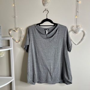Fashion Nova Cut Out Neck Top - Charcoal
